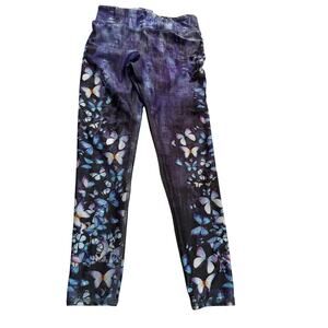 Evolution and creation leggings blue leggings w colorful butterflies sz S